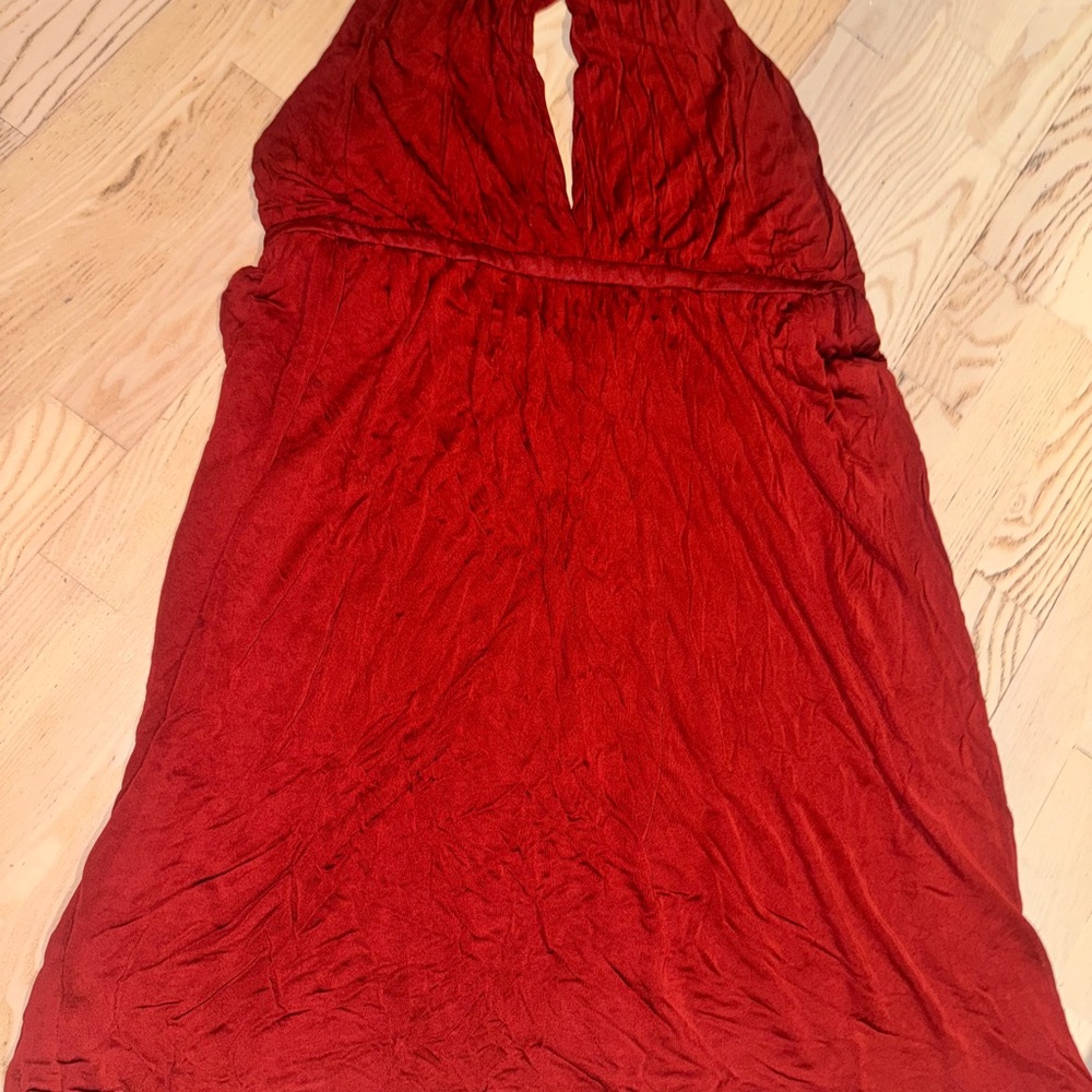 Gucci Tom Ford Halter Neck Red Midi Dress